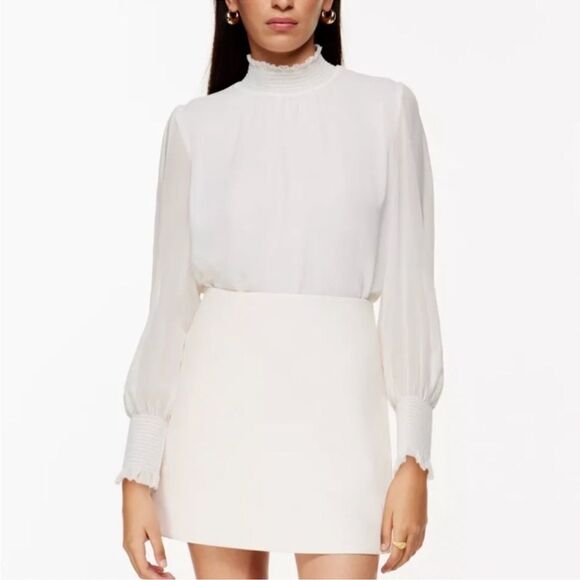 Aritzia Wilfred Valencia Blouse in White Size S Long Sleeve Chiffon - Picture 1 of 12